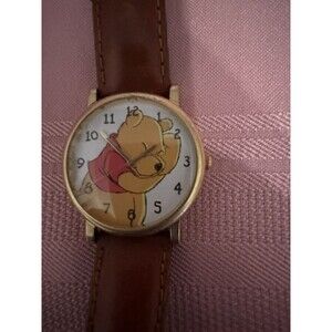 Vintage Disney Winnie the Pooh Timex Quartz Watch TE4 Leather Band-Working
